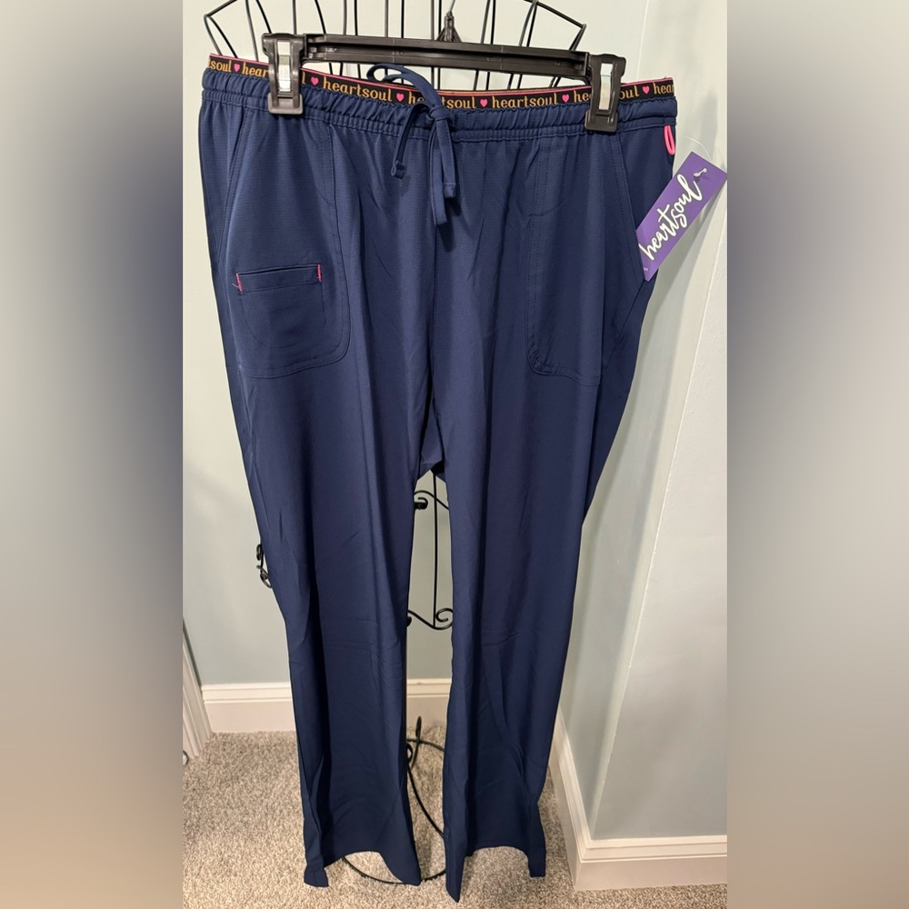 HeartSoul Heart Breaker Drawstring Women’s scrub bottoms Navy Blue Large Tall LT